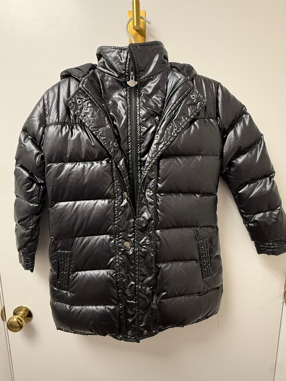 Appaman Black Shiny Puffer Jacket with Hood